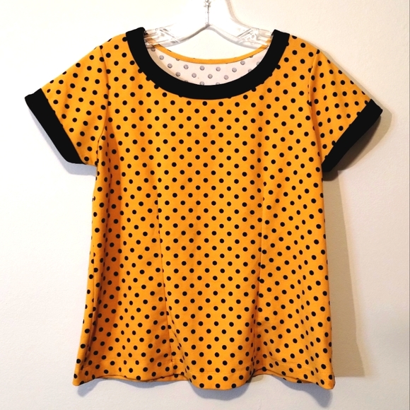 Tops - 🔴3 For $15🔴Mustard Yellow w Black Polkadot Top